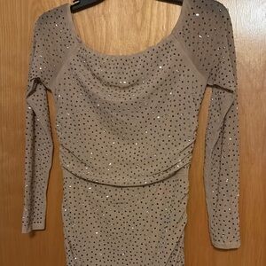 Elegant Tan Dress with Silver Accents